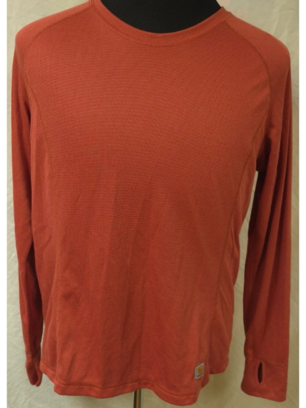 Carhartt Womens Rust XL Thermal Base Layer Waffle Knit Crew Neck Thumb Hole Top